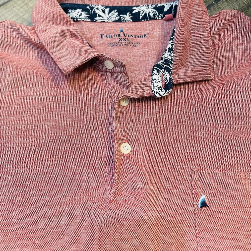 Tailor Vintage Men's Maroon Polo with Patterned Collar